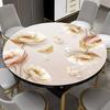 Waterproof Round Tablecloth PVC Oil-proof Table Cover Flower Lotus Leaf Fish Tablecloth Table Protector for Dining Patio Picnic Party Indoor Outdoor
