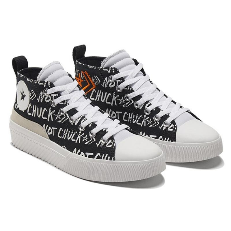 Converse Non Un Chuck Scarpe Comode Mid-Top in Tela Unisex Nero & Bianco