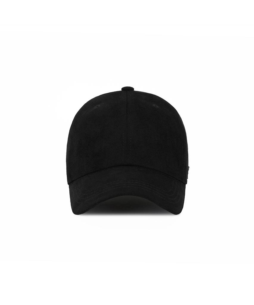 Bajal Va Curved Oval Metallic Suede Ball Cap Black