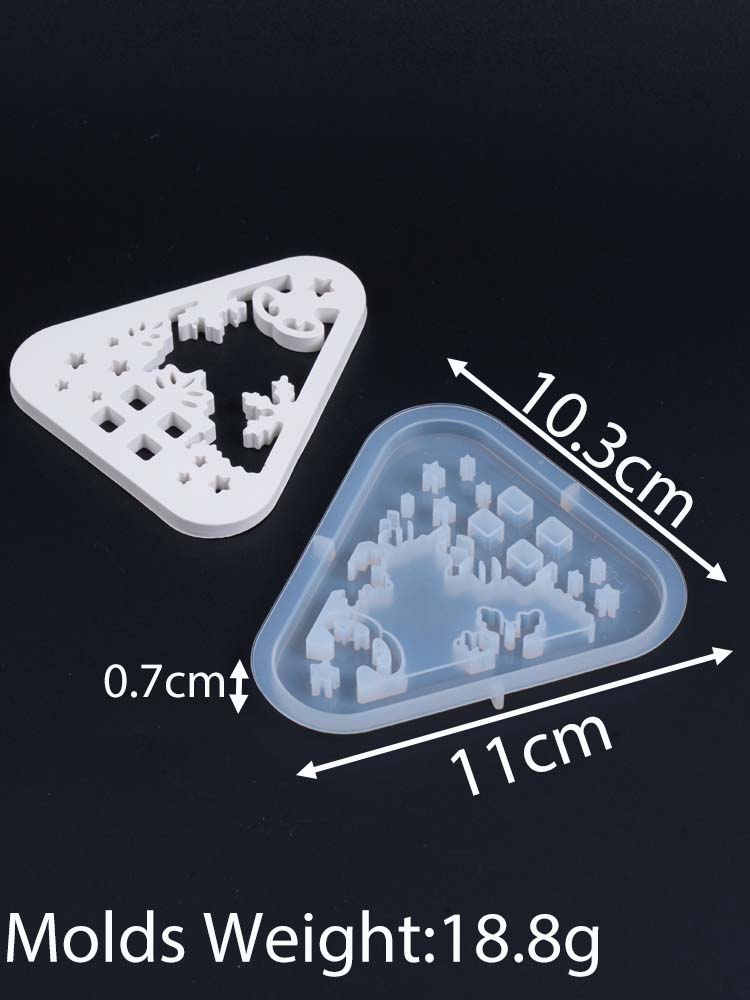3D Triangle Hollow Candle Holder Silicone Mold DIY Santa Claus Snowman Christmas Tree Elk House Gift Box Candlestick Craft Molds