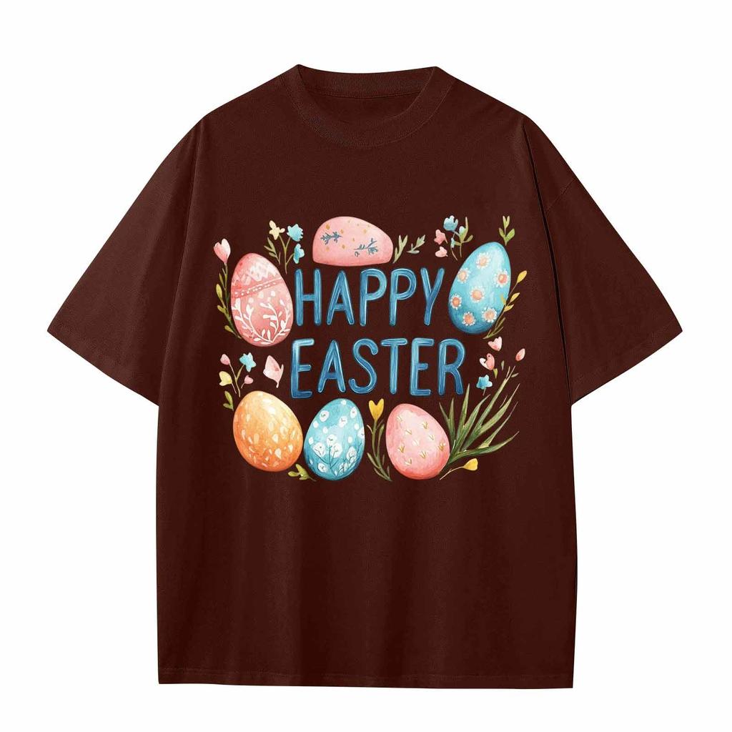 Pojkar och flickor Casual Lös Påsktryck T-shirt Rund Halsad Pullover Kortärmad Topp