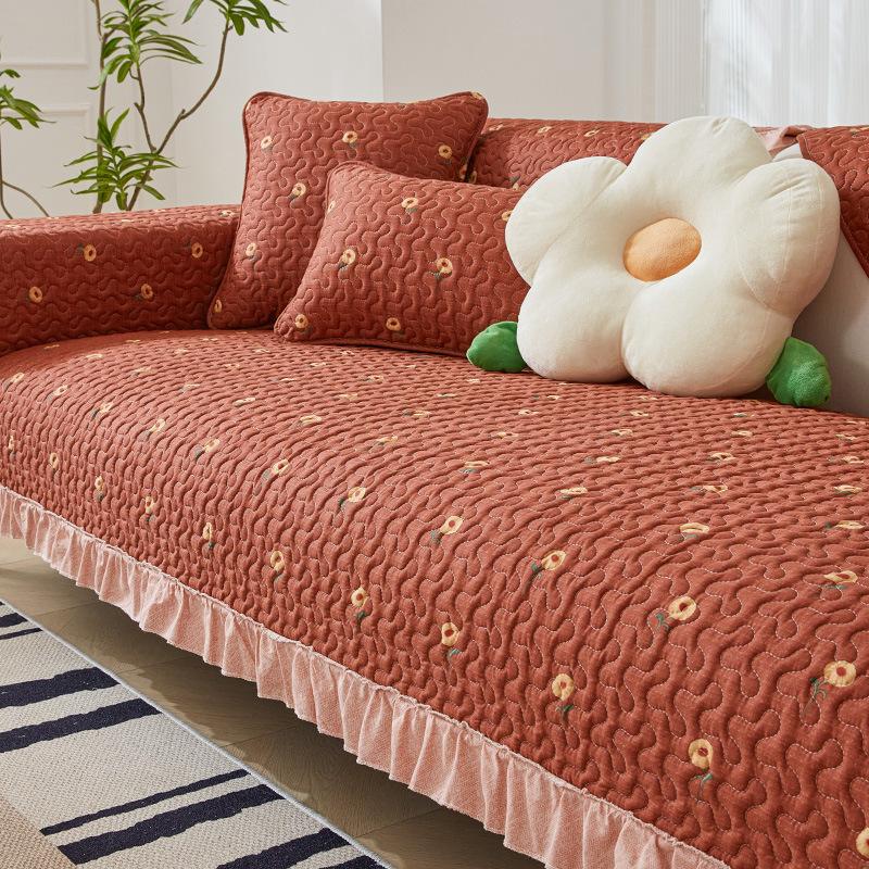 Nový Retro Pastorální Potah na Pohovku Univerzální pro Všechna Roční Období Bavlněný Polštář na Pohovku Okenní Polštář Potahy na Křesla Domácí Dekorace