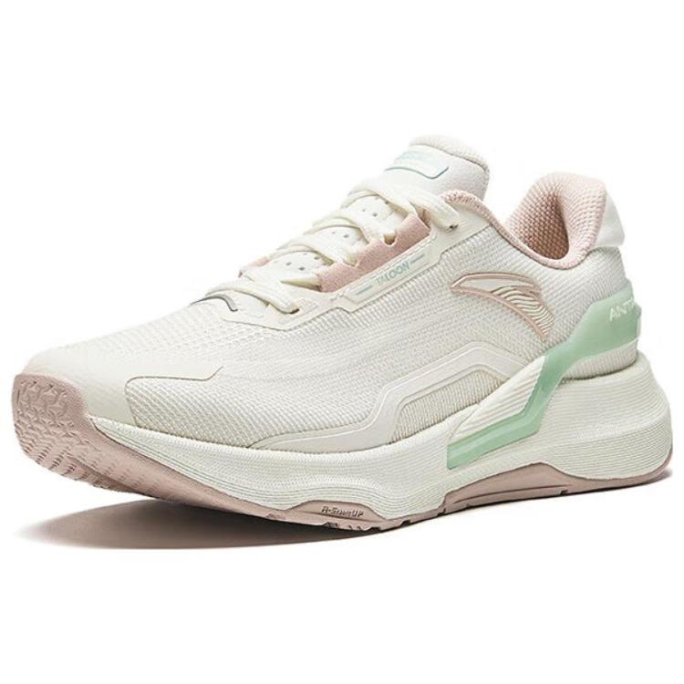 Anta Burning Refinement Abrasion Resistant Slip Resistant Low top Running Shoes Women's White Green 122417788-5