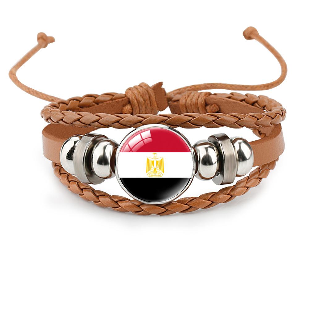 World Cup Leather Bracelet National Flag Soccer Match Souvenir  Adjustable Cowhide Woven Bracelet for Men Women,Sports  Fan Accessories