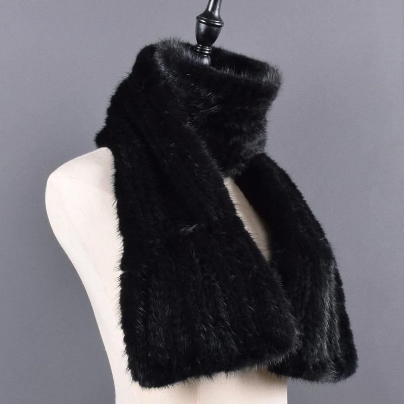 Winter Natural Mink Fur Scarf For Women Long Style Lady Genuine Fur Neckerchief Handmade Knitted Really Mink Fur Scarves
