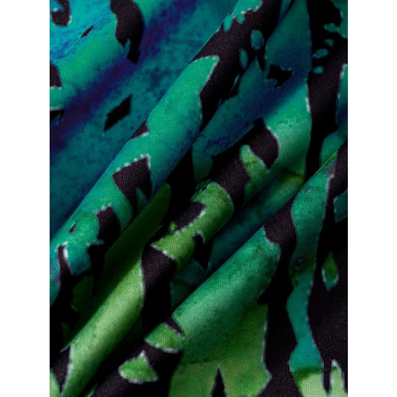 Women Long Sleeve T Shirt Casual Abstract Watercolor Forest Print Oversized Top Vacation Style Loose Fit Fashion Blouse