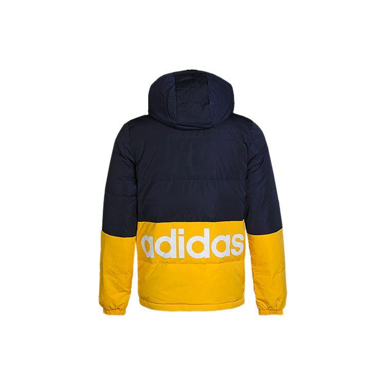 Adidas Neo M Cb Down Puff Warm Sports Hooded Down Jacket Men Jacket Gold Blue GJ8789