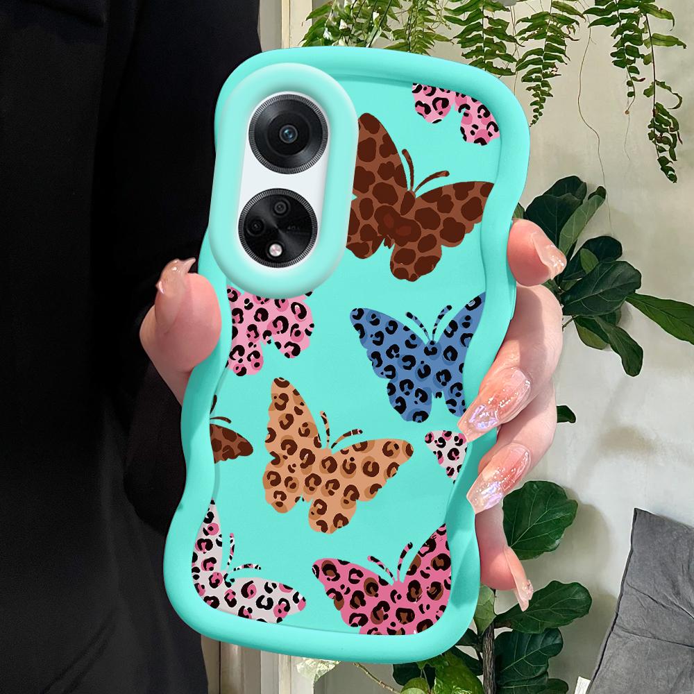 

Окрашенный узор Big Wave Edge Мягкий силиконовый материал Macaron чехол для телефона противоударный защитный резиновый чехол для OPPO Reno Realme OPPO Reno11 5G синий