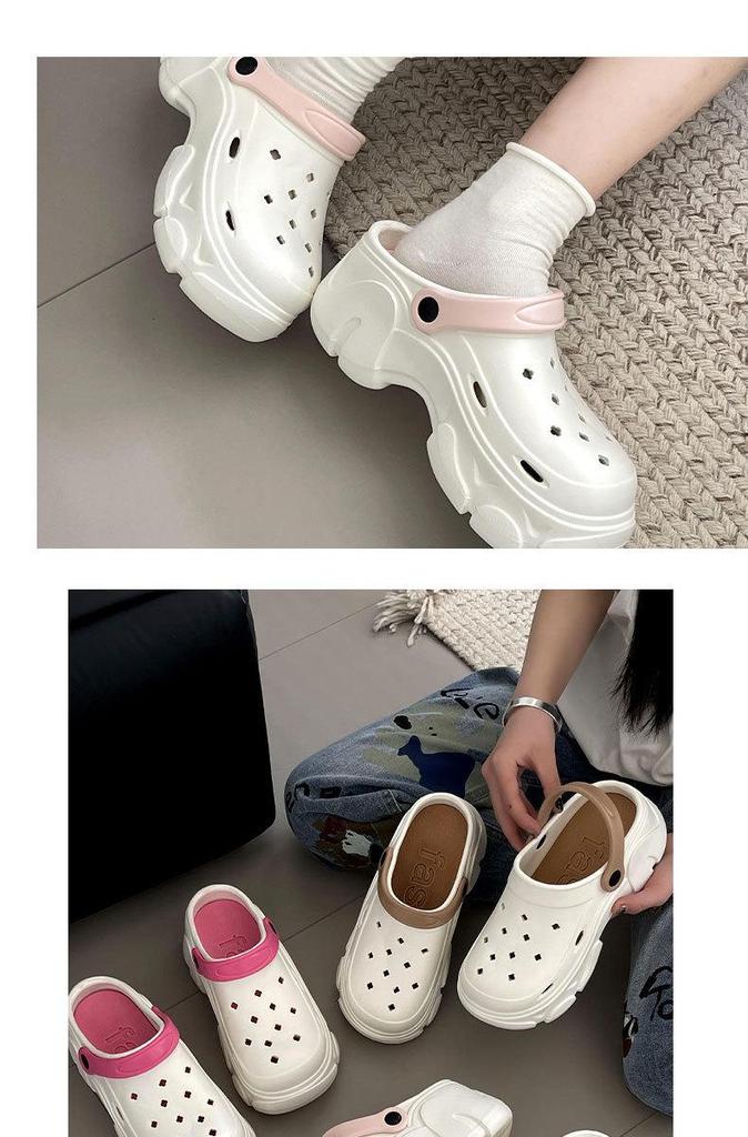 2026 Women's Thick Sole Garden Shoes: Non-Slip High-Heeled Beach Slippers with Arch Support and Closed-Toe Design