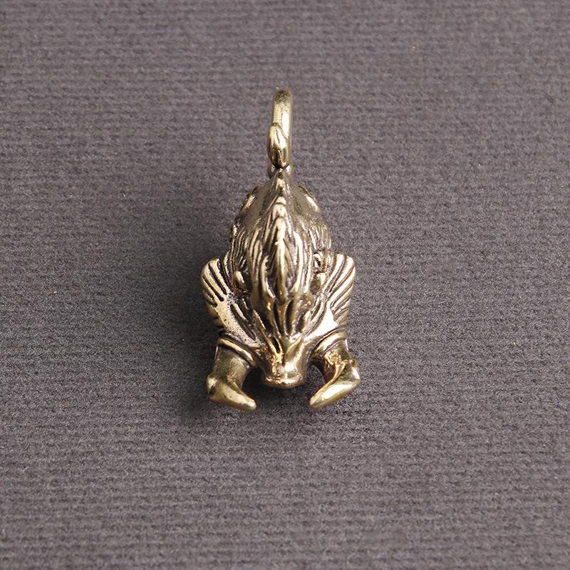 Divoký prase s dlouhými zuby Měděné dekorativní figurky Zvíře Prase Příšery Kovová mini figurka Přívěsek Znamení zvěrokruhu Prase Ozdoby