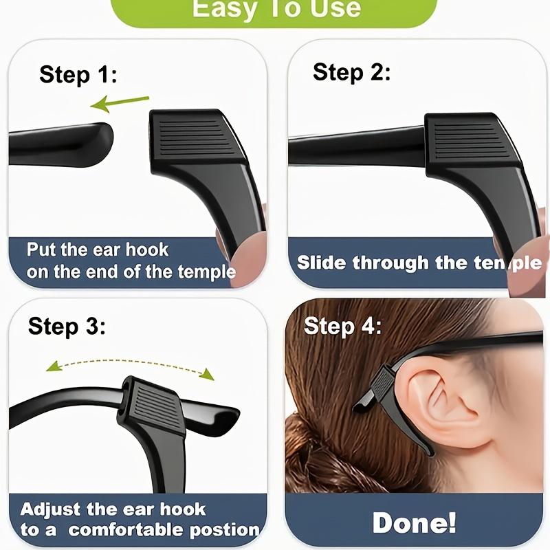4 Pieces/set of Anti Slip Eyeglass Covers - PVC Ear Hooks, Silicone Ear Supports, Elastic Ear Clips - Eyeglass Frame Leg Covers