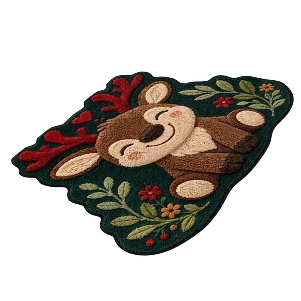 Anti-fouling Cat Area Rug Non-Slip Floor Mat Unique Cartoon Carpet Merry Christmas