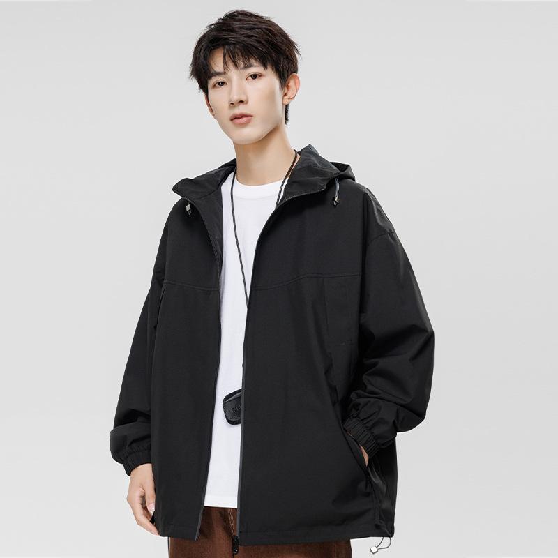 Spring and Autumn New Men's Korean Pure Color Light Plate Hooded Jacket Assault Clothes Fashionable Couples All-matching Outer