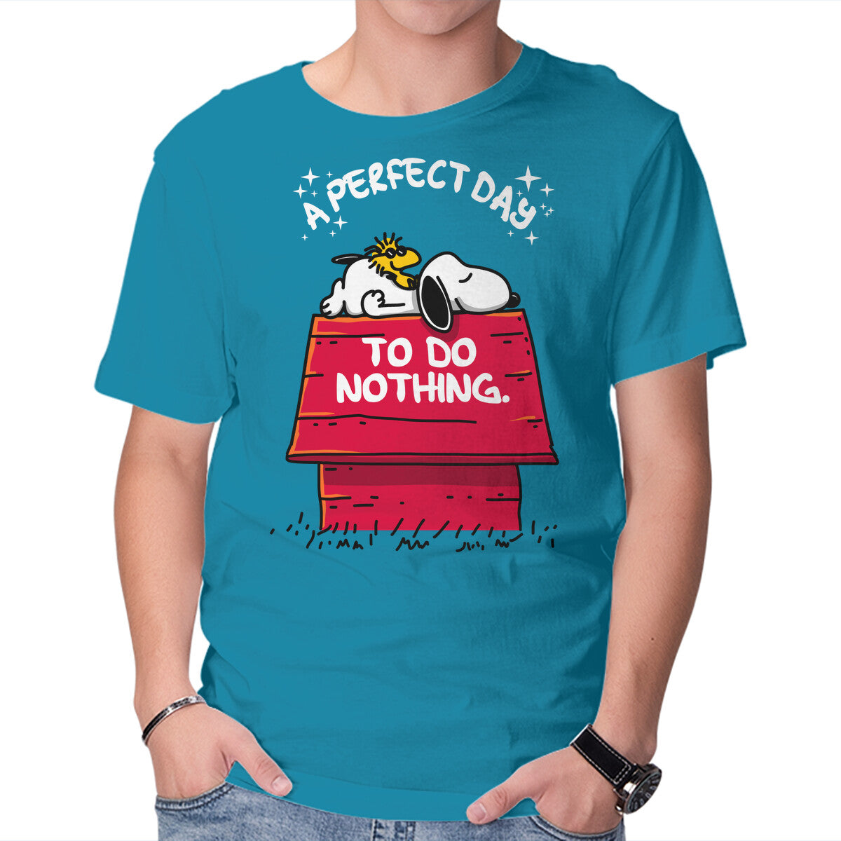 Unisex Crew Neck T-Shirt A Perfect Day Graphic Short Sleeve Casual Tee L
