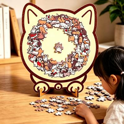 135 kusů Dřevěné puzzle kočka Přesná sada dekorací Tvar zvířete Dřevěné puzzle Pro dospělé Teenagery Milovníky koček Domácí dekorace Ozdoby