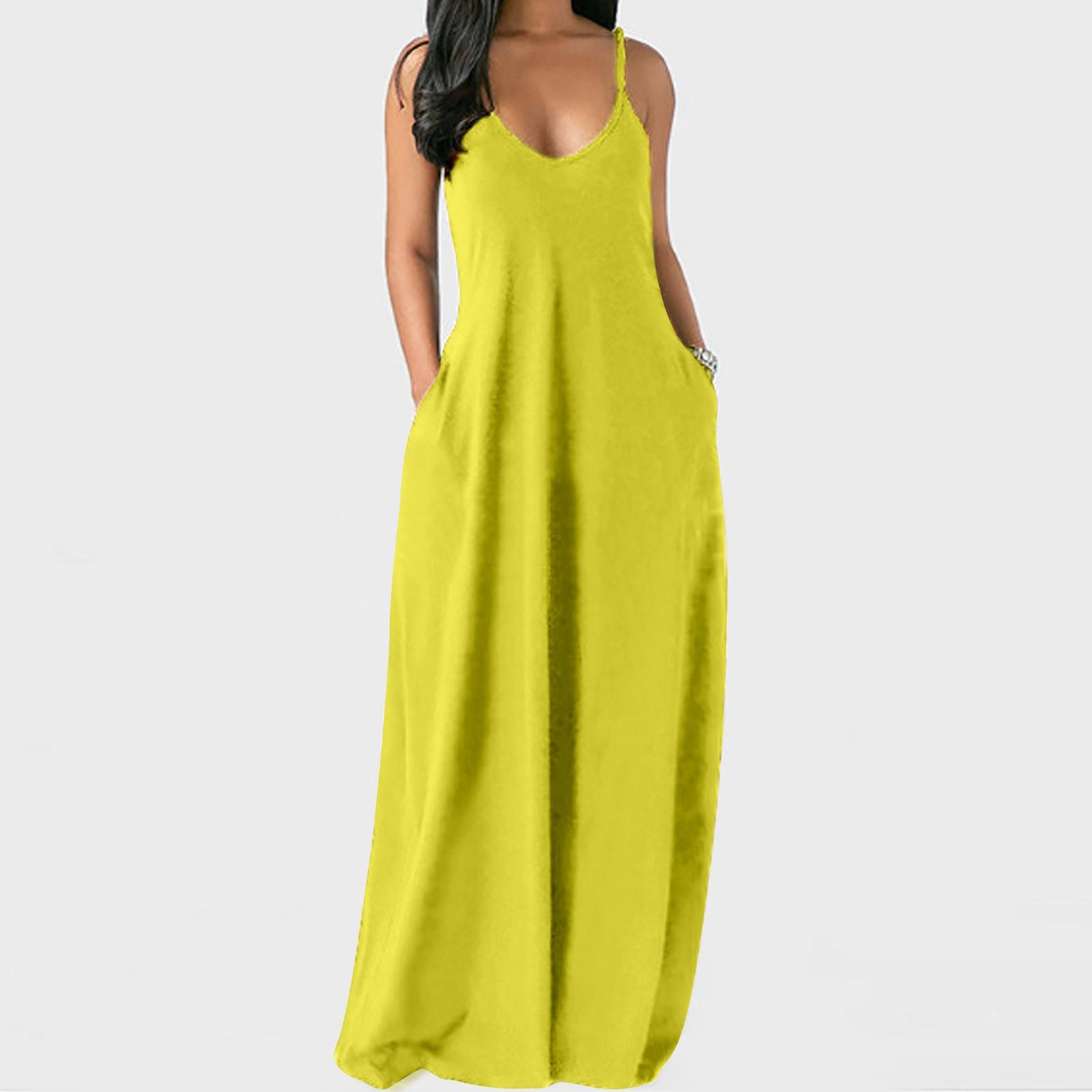 

Fashion Women Sexy Plus Size Solid Sleeveless Pockets Camisole Long Dress XL м ята зелений колір