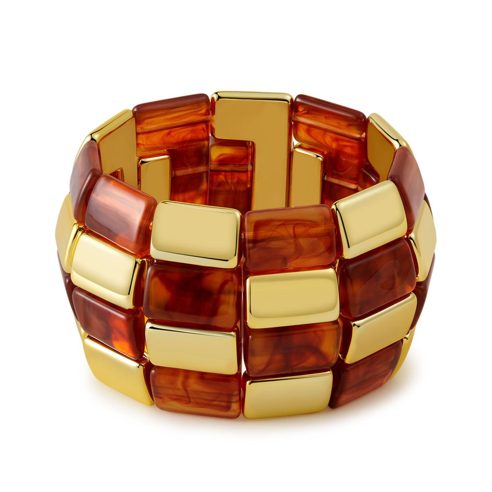 

Fashion Resin Beaded Chain Bracelets For Women Girls Elastic Colorful Wide Bangles Color Block Bracelet Geometric Jewelry Gift