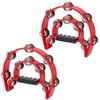 AllBright Set of 2 Perfect for Musical and Energizing Tambourines, Semicircular, (Red), Instruments, Percussion, Karaoke,