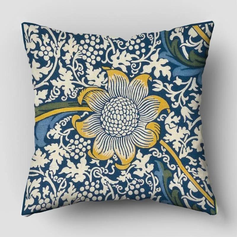 William Morris Pillow Cover Bedroom Home Office Decorative Pillowcase Square Zipper Pillow Cases Satin Fabric Eco-Friendly