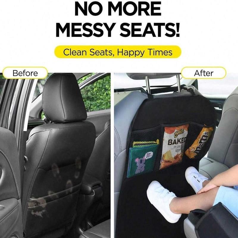 Car rear seat storage case with 3 storage pockets, oversized waterproof rear seat protector, dust, mud and scratch resistant