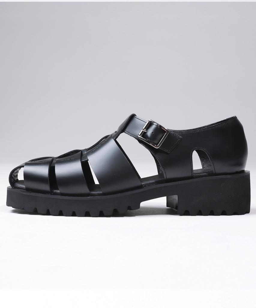 Brenowelt Romantic Fisherman Black Commando Platform Sandals 701