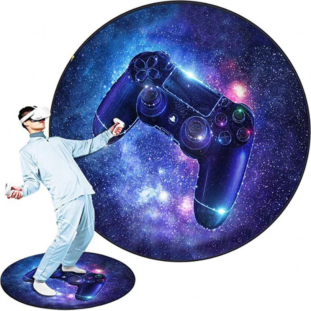 

VIKAMA Round VR Game Theme Loop Pile Rug - Washable Stain-Resistant Mat for Hotel, Bedroom, Gaming Room Decor 60cm 24inch