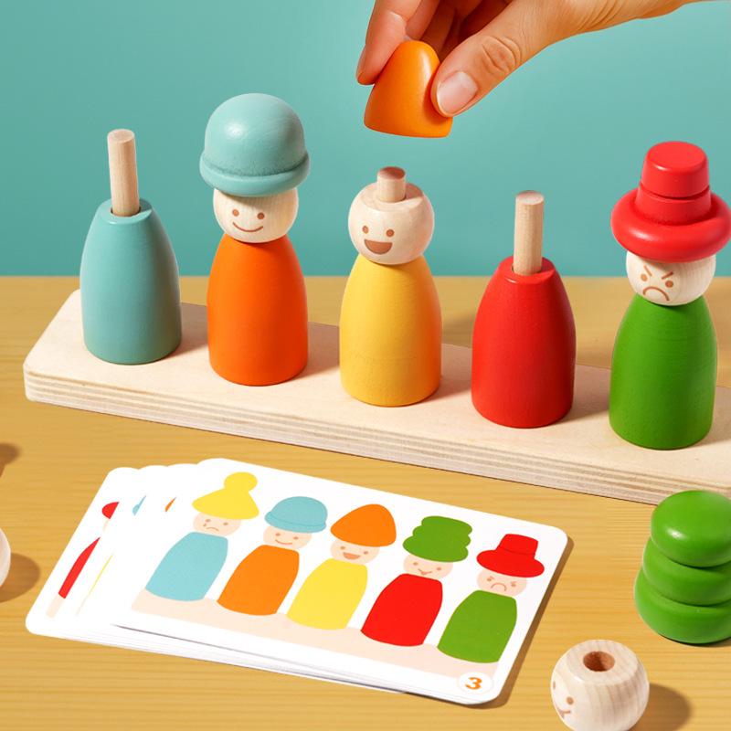 Montessori Wooden Color Sorting Cups - Educational Cognitive Training Toy