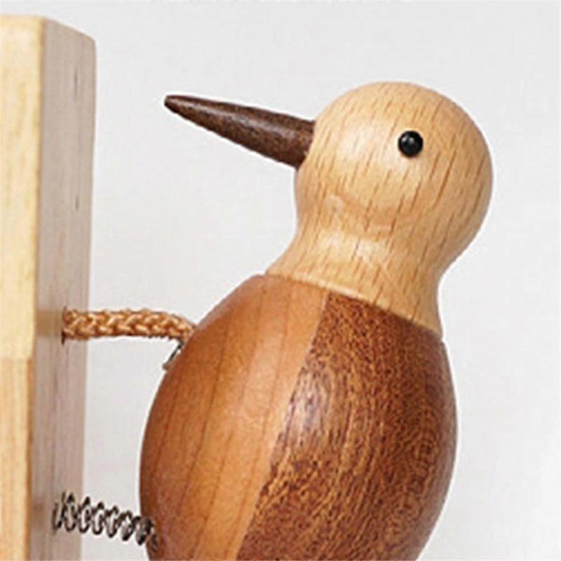 Wooden Woodpecker Door Bell Easy Installation Hanging Ornament Woodpecker Door Knocker for Indoor Window Wall Kids Toy