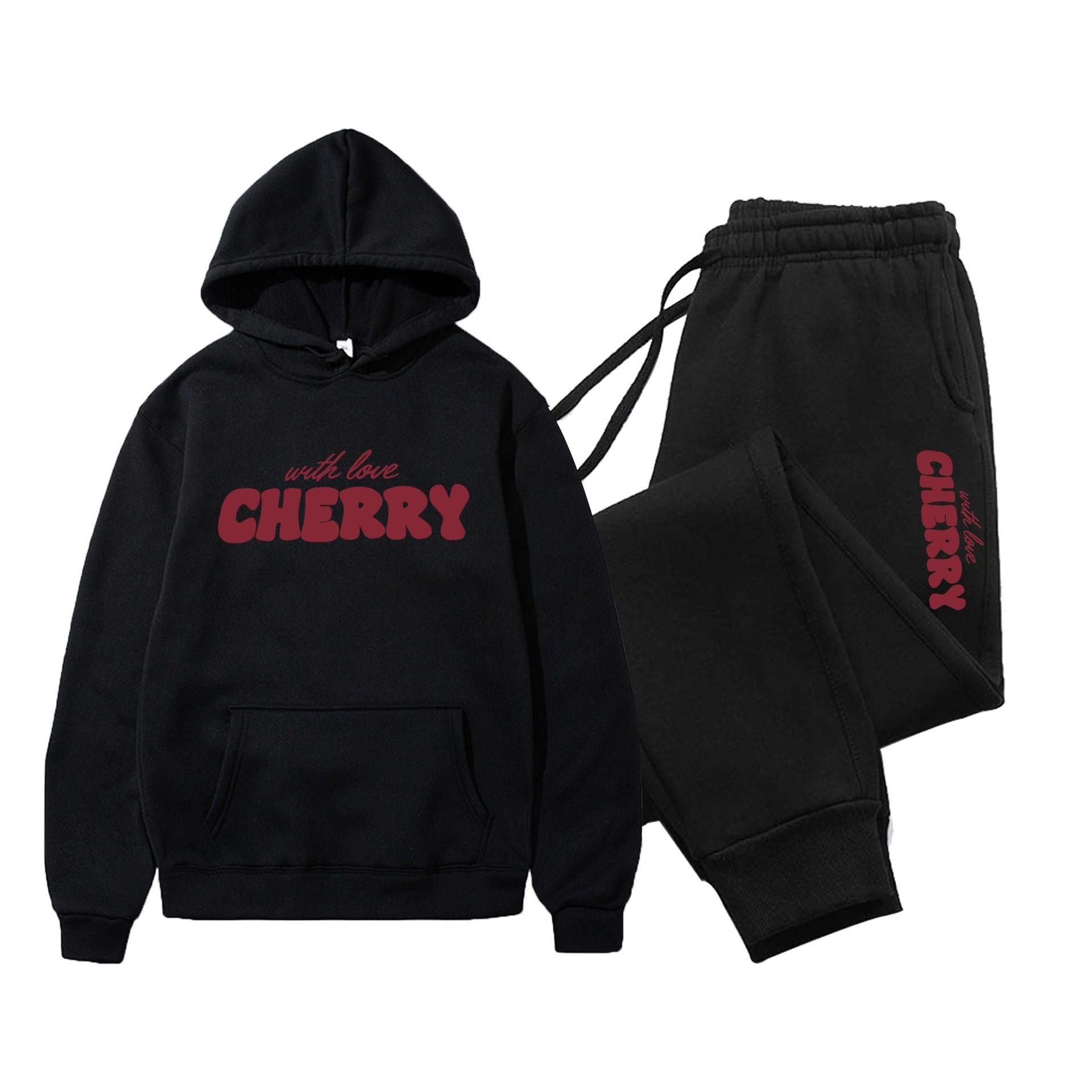 New men s and women s hooded sweater trendy brand casual printing hoodie sweatpants set loose hoodie set S