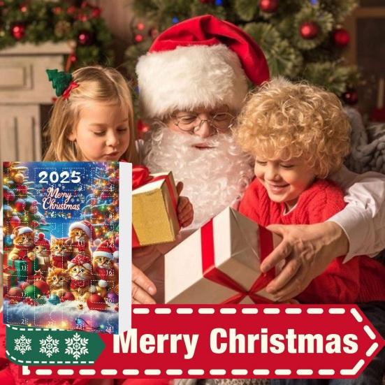 Kočičí adventní kalendáře 2025 2D akrylové roztomilé kočičí ozdoby 24 dní odpočítávací kalendář do Vánoc sváteční závěsná dekorace na stromeček pro milovníky koček