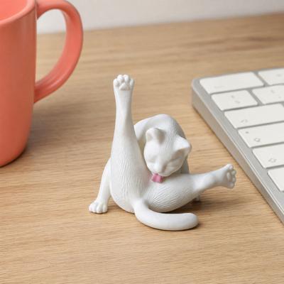 Figura de Gato Lamiendo el Trasero Impresa en 3D, Divertida Estatua de Gatito Blanco y Negro, Escultura de Animal Decoración de Escritorio para Hogar Oficina Estantería