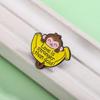 Cartoon Animal Badges: Little Monkey with Bananas, Cat with Fish, Dog with Bones, Cute Frog Brooch