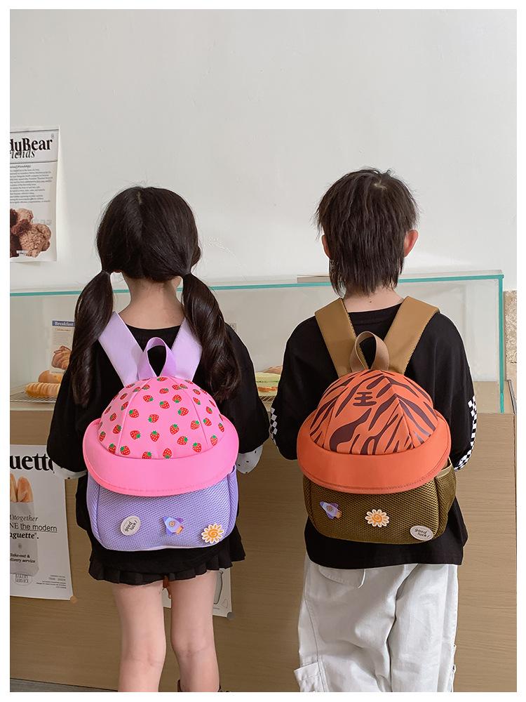 2025 Cute Cartoon Fruit Hat Kindergarten Backpack for Boys & Girls