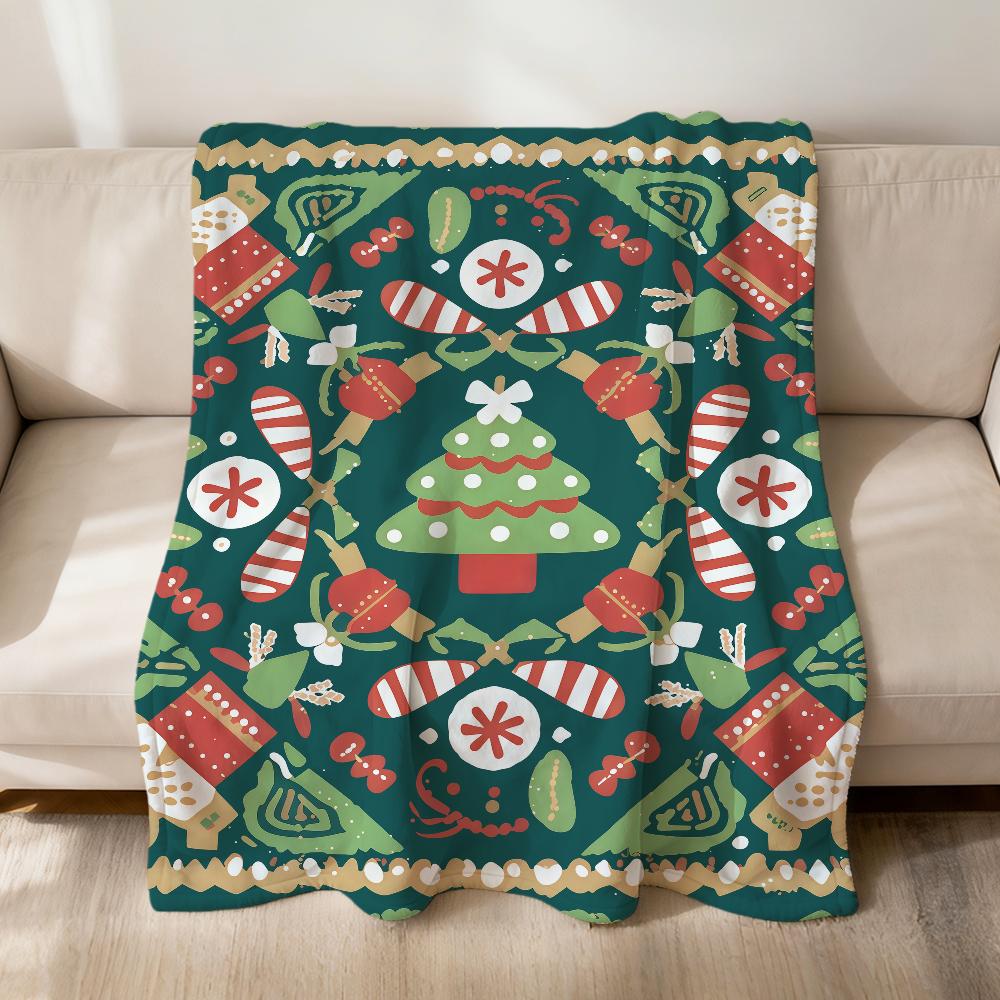 Christmas tree reindeer fashion art Flannel soft warm plush blanket sofa living room pet hogar bedroom gift home Car portable