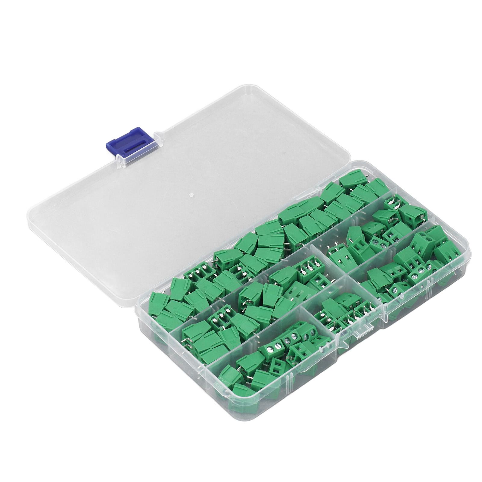 

80PCS Screw Terminal Block Brass Pin 5mm Pitch PCB Mount Wiring Terminal Connector for Electrical Projects KF128 2P 3P