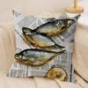 Colorful Sardine Lobster Cushion Cover Soft Plush Fabric DoubleSided Printed Sofa Cushion Cover for All Seasons Home Decor Gift