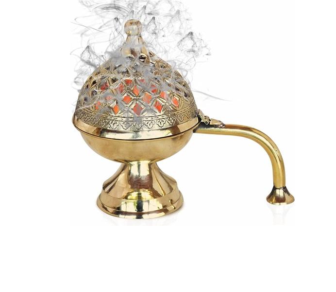 

TreegoArt Brass Dhoop Dani | Bakhoor Holder | Loban Burner Dhuni | Incense Holder - Pack Of 1 (7 Inches Height) 7 Inches Height золотистый