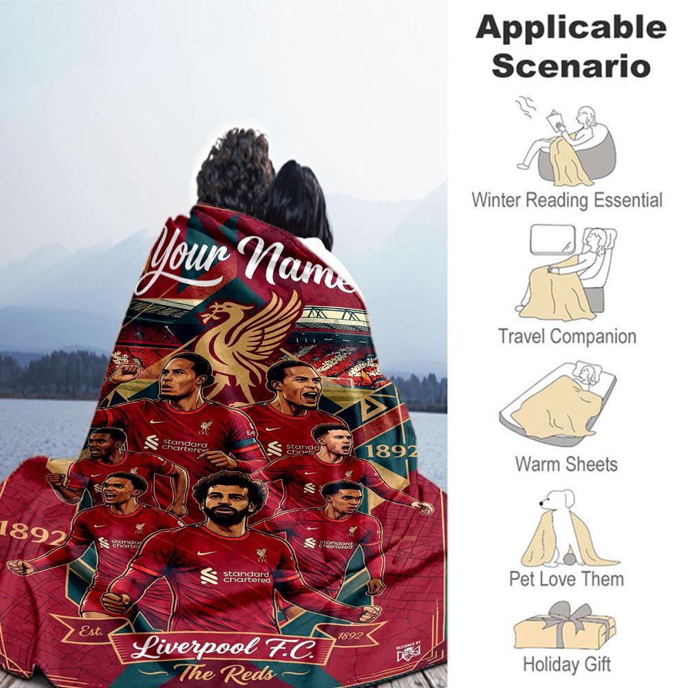 Liverpool Fc Customize Text Blanket Gift Customizable Blanket Durable Comfort Throw For Bed Office Living Room Nap Four Seasons Universal