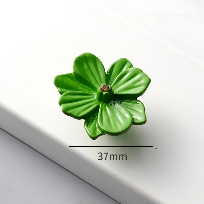 2pc Colorful Flowers Kitchen Cabinet Door Handle, Bedroom Wardrobe Knob, Children's Room Furniture Decoration Handle,Black Pink