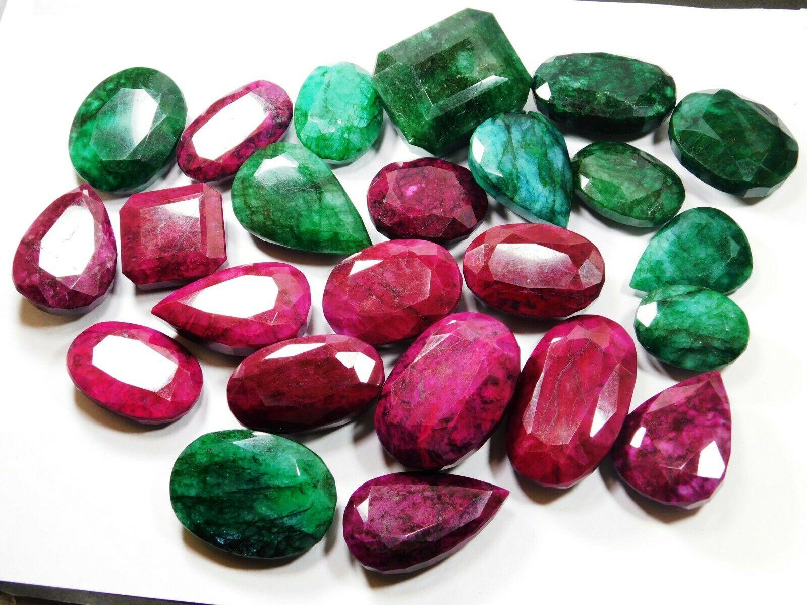 

Emerald Ruby Lot Mix Shape CERTIFIED 250 Ct Natural Loose Gemstone Huge Size A-72111111 004