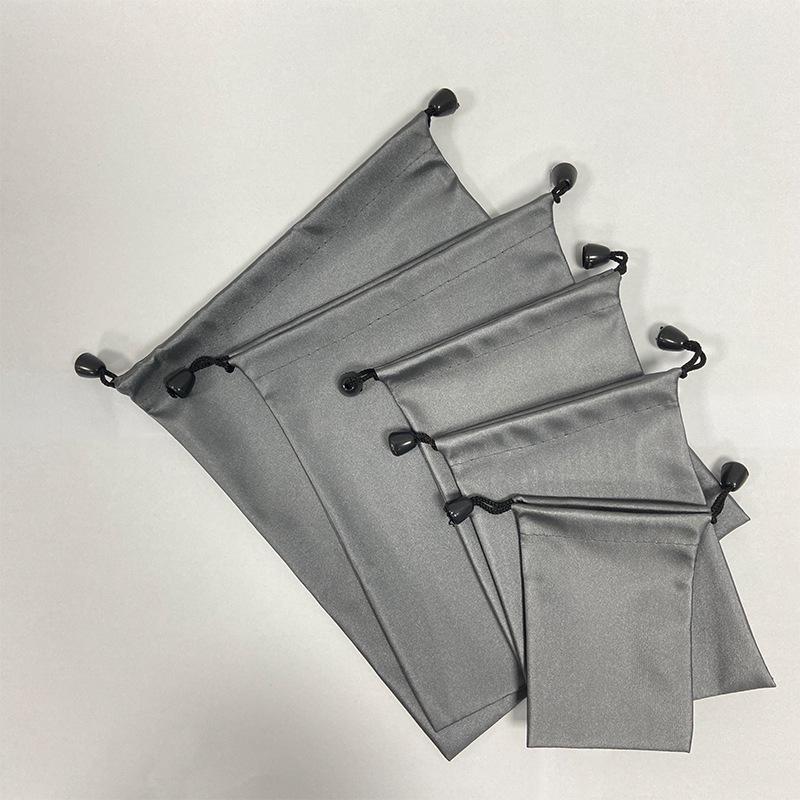 Grey Dustproof & Waterproof Drawstring Storage Bag for Mobile Power Bank & Phone
