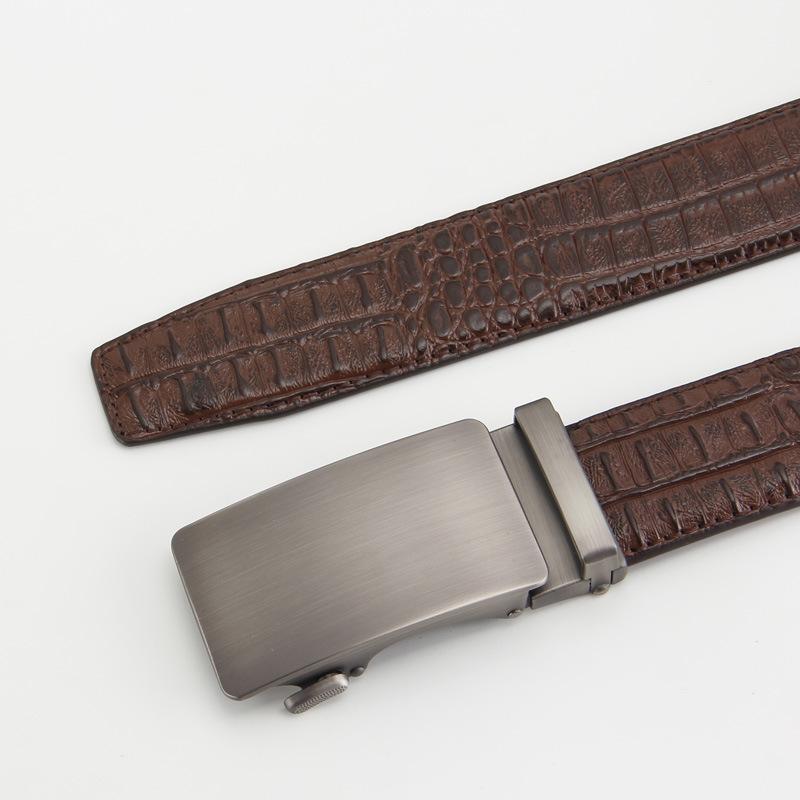 

Новые буквы для мужского ремня из натуральной двухслойной кожи с открытым краем и автоматической пряжкой, имитация стали, деловой повседневный мужской ремень 110-130CM