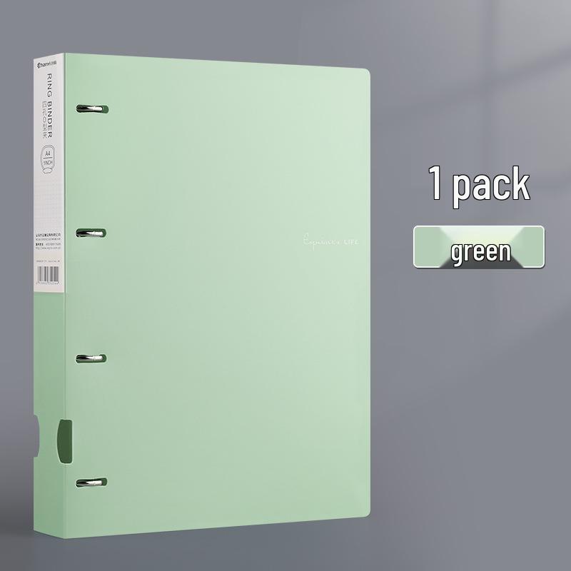 

Новая папка-регистратор А4 на 4 кольца для хранения офисных документов и контрольных работ с быстросъемным D-образным перфорированным зажимом зелёный
