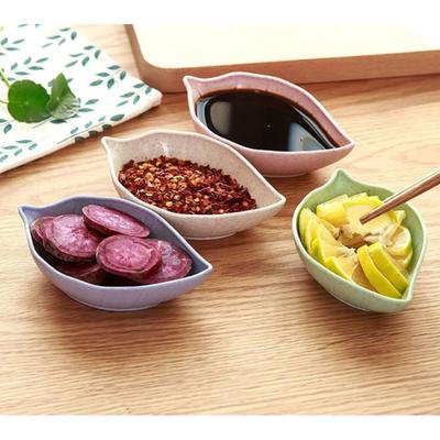 Wheat Straw Leaf Shape Sauce Dipping Seasoning Dish for Snacks Pickles