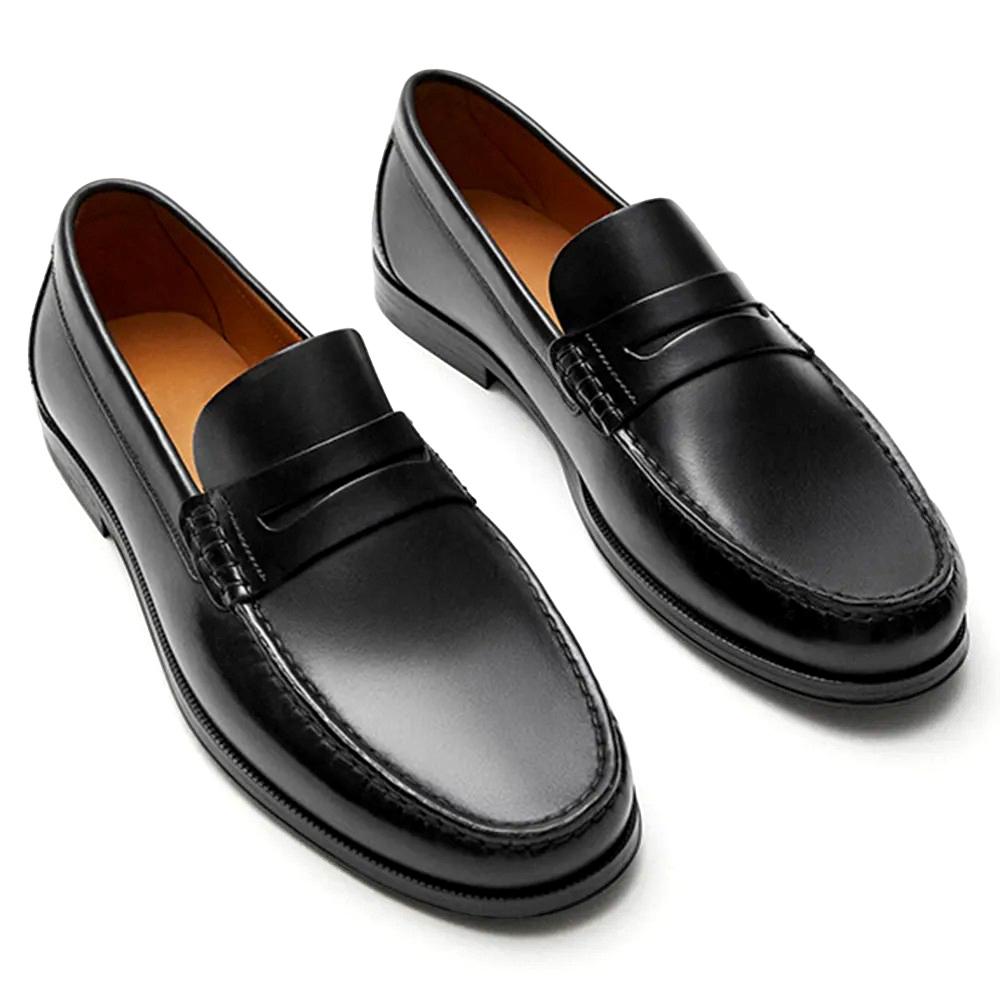 Fashion Vintage Top Layer Genuine Leather Slip on Loafers Breathable Moccasins Driving Design Casual Cowhide Shoes for Men