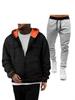 Men's 220g Pullover Hoodie Sweatshirt with Double Pockets and Zip-Up Cardigan Sports Casual Set