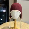 Solid Color Knitted Hat for Women, Fashionable, Simple, Casual, Versatile, Warm, Ear-protecting, Windproof, with Ties, Suitable for Autumn and Winter