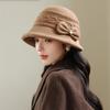 Women S Vintage Bowknot Bucket Hat Warm Fall Winter Elegant Face Slimming Hat