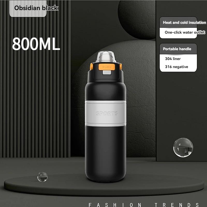 800ML/600ML Mode Isolierwasserbecher Thermobecher Vakuumflasche Tragbare Thermoskanne Kalt und Heiß halten Outdoor Doppelwandige Wasserbecher