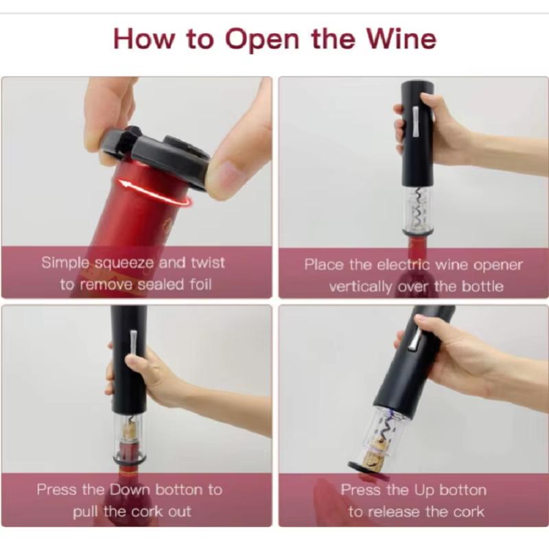 Electric Bottle Opener with Foil Cutter Corkscrew Wine Accessories Smart Automatic Wine Opener Kitchen Appliance
